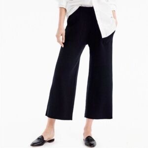 J. Crew Black Cropped Wide Leg Knit Pants